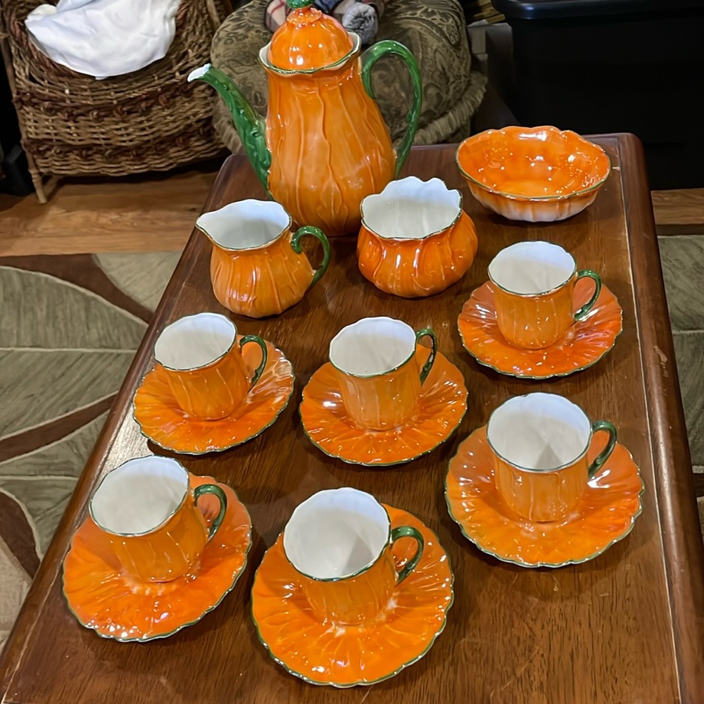 VTG P.A.L.T. Czech Orange Lusterware Tea Set